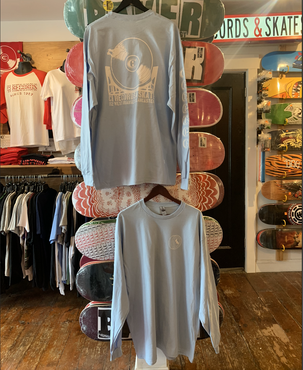 CI Records & Skates Long Sleeve - Dusty Blue