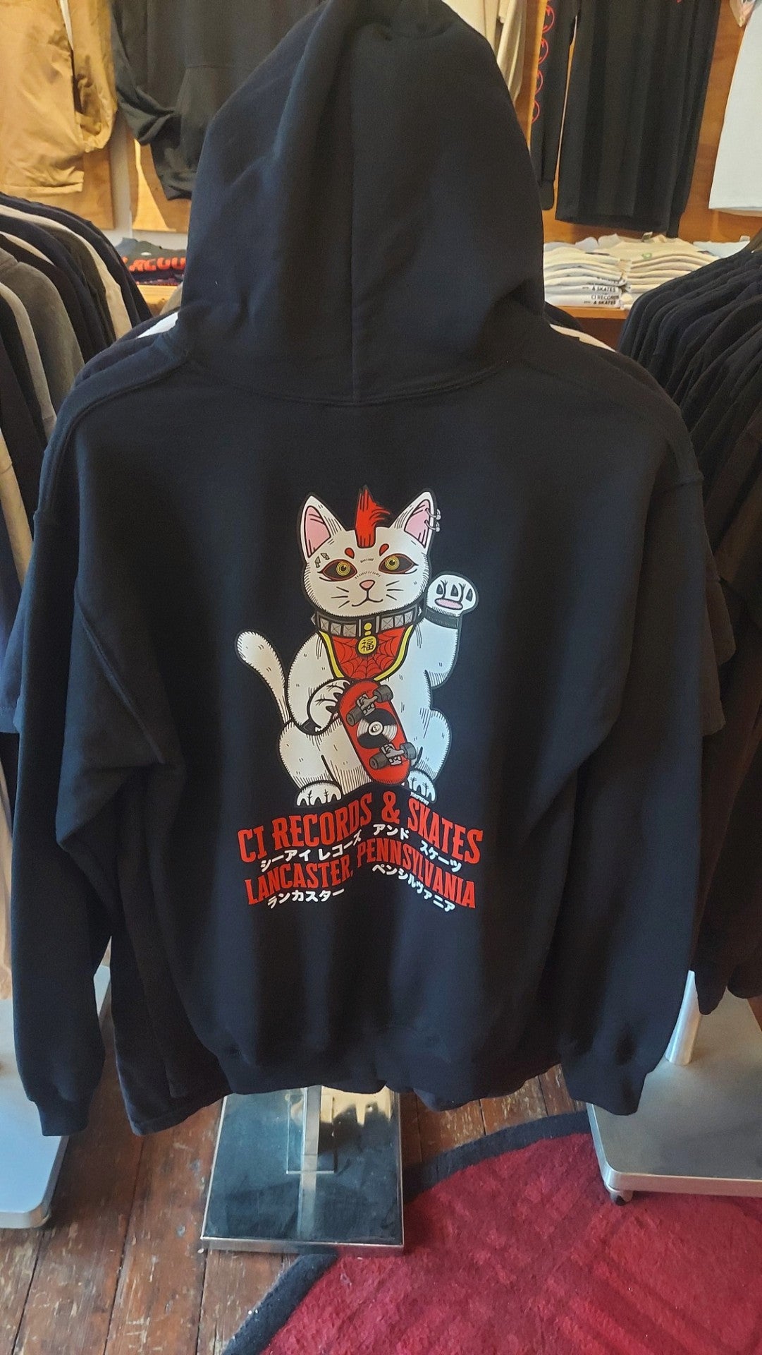 CI Cat Hoodie - Black | Lucky Cat Japan