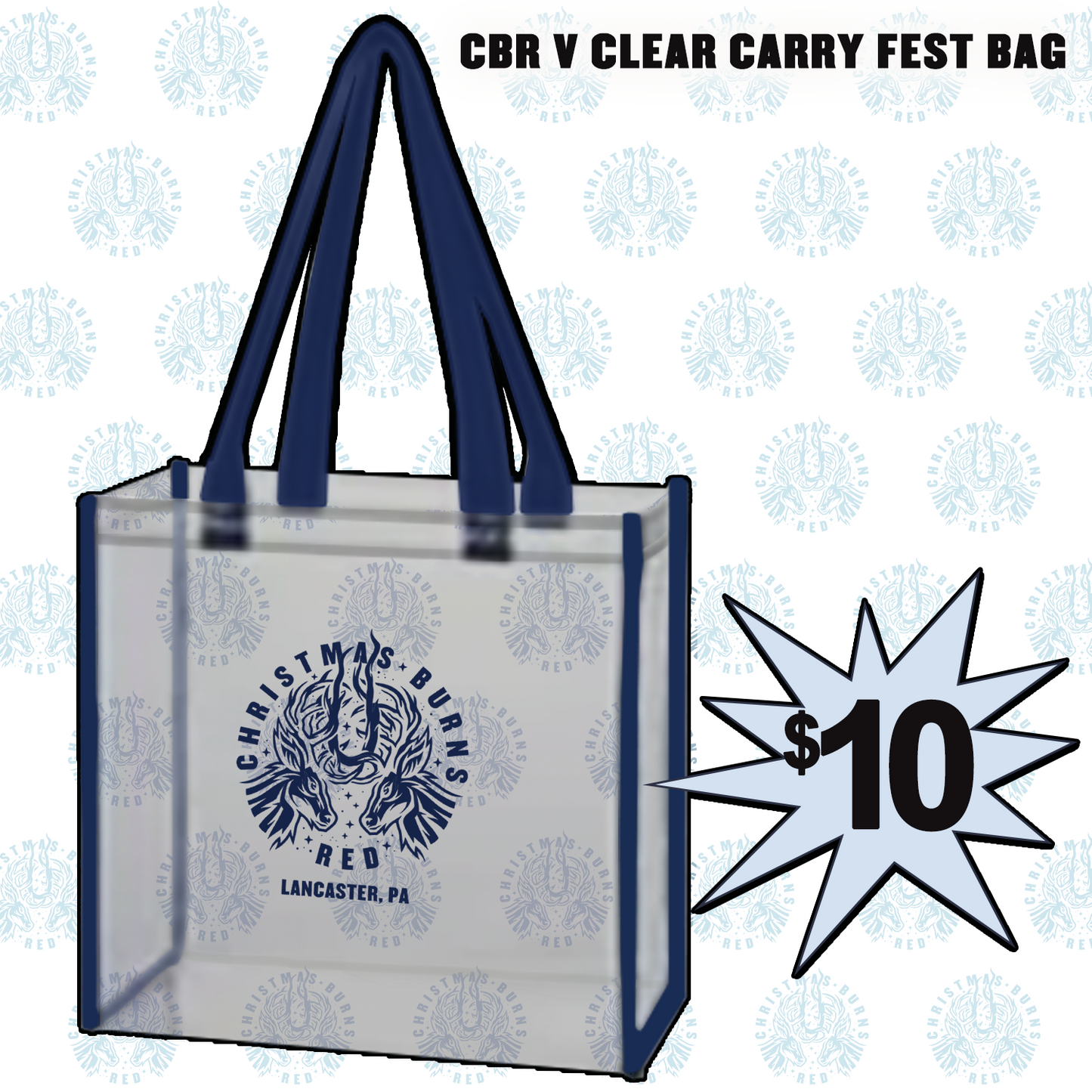 Christmas Burns Red Clear Plastic Concert Bag