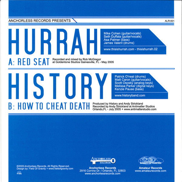 Hurrah / History - Split 7" (Blue Translucent Vinyl)