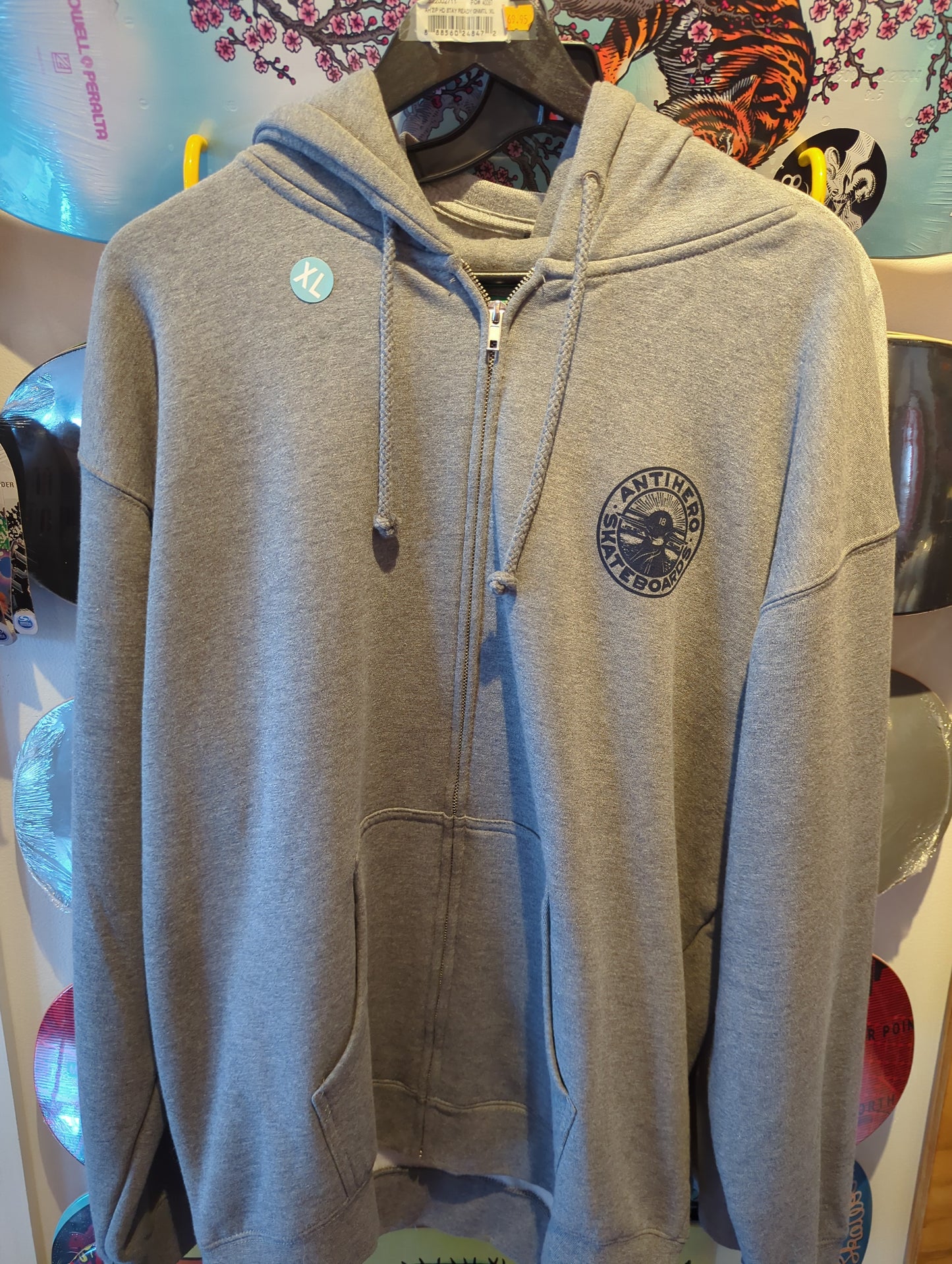 Anti-Hero Skateboards Grey Zip-Up Sweatshirt