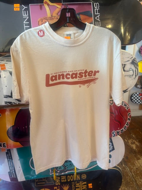 CI 'Lancaster' Logo Tee - Distressed Red on Cream