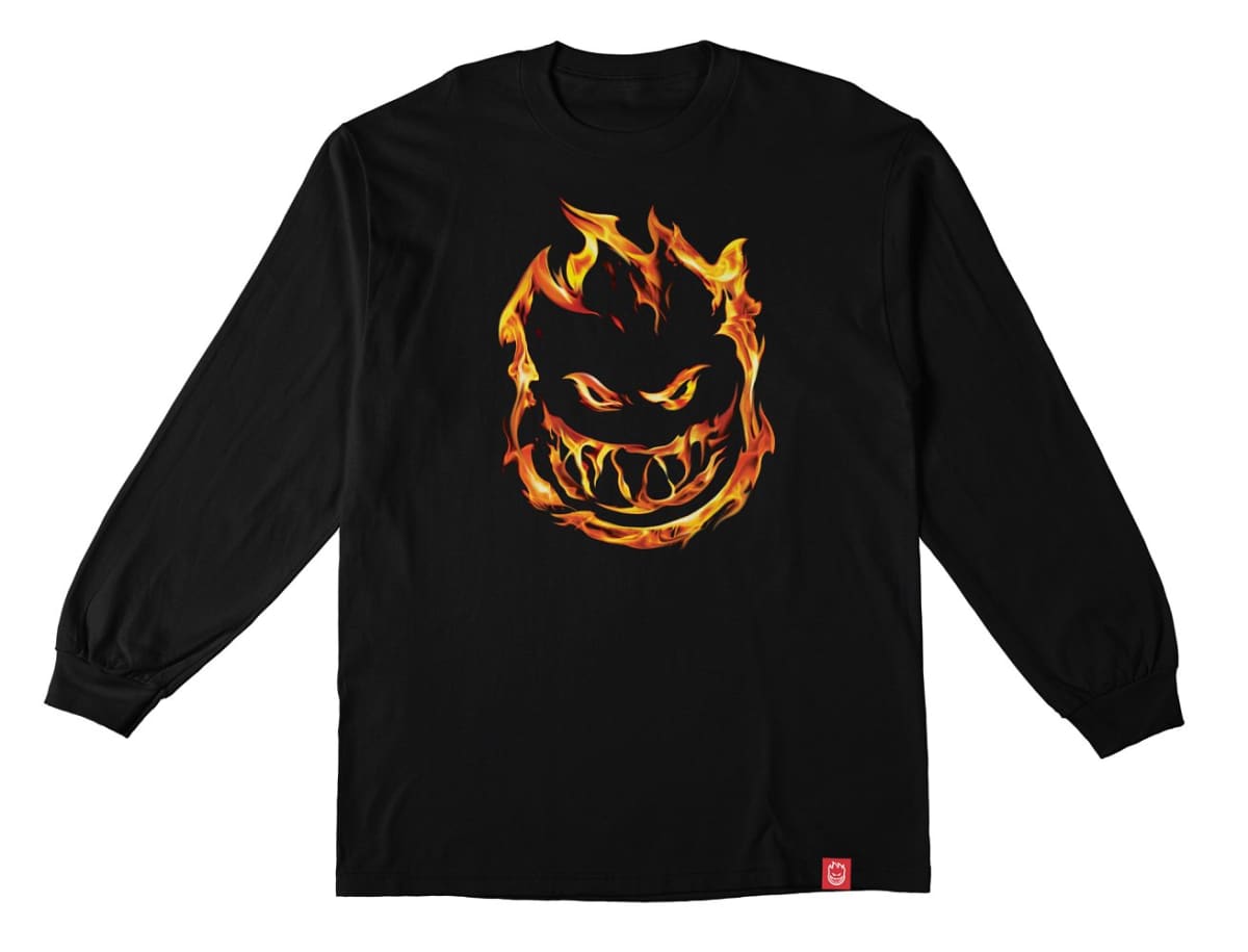 Spitfire Long Sleeve Black BIGHEAD FLAMES Med.