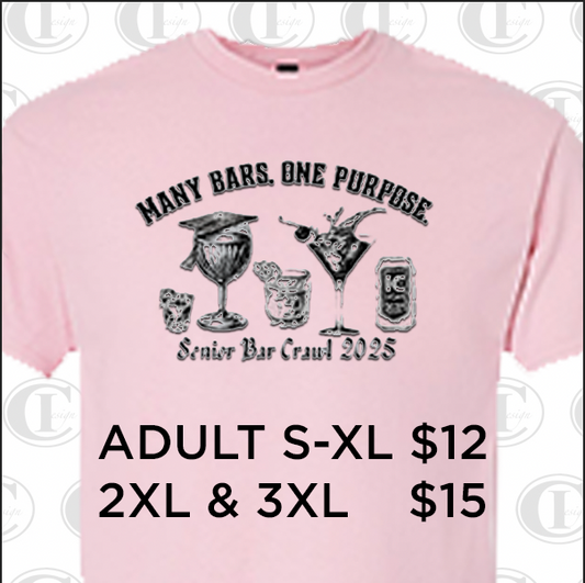 Senior Bar Crawl - Pink T-Shirts