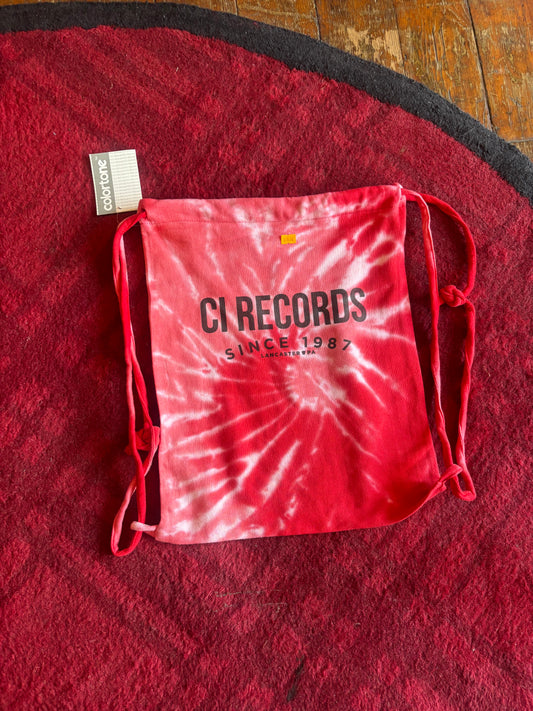 CI Records Red Tie-Dye Drawstring Bag