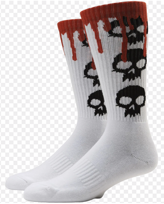 Zero Skull Blood Crew Socks White