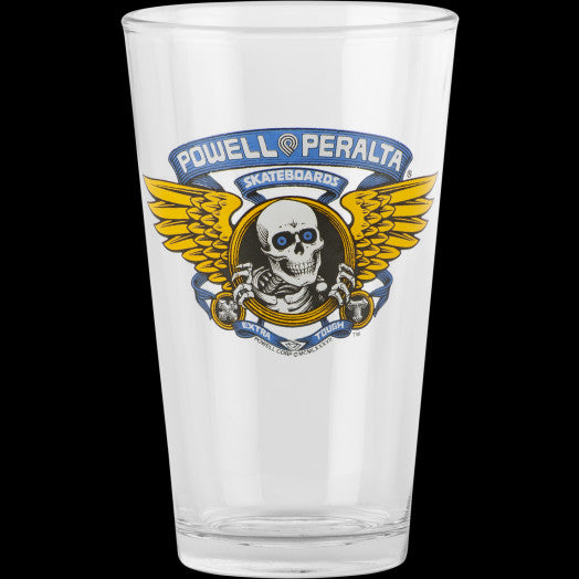 Powell Classic Winged Ripper Blue Pint Glass