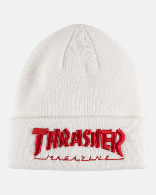 Thrasher Embroidered Logo Beanie White/Red