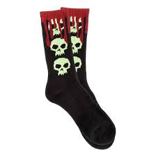 Zero Skull Blood Crew Socks Black/Glow