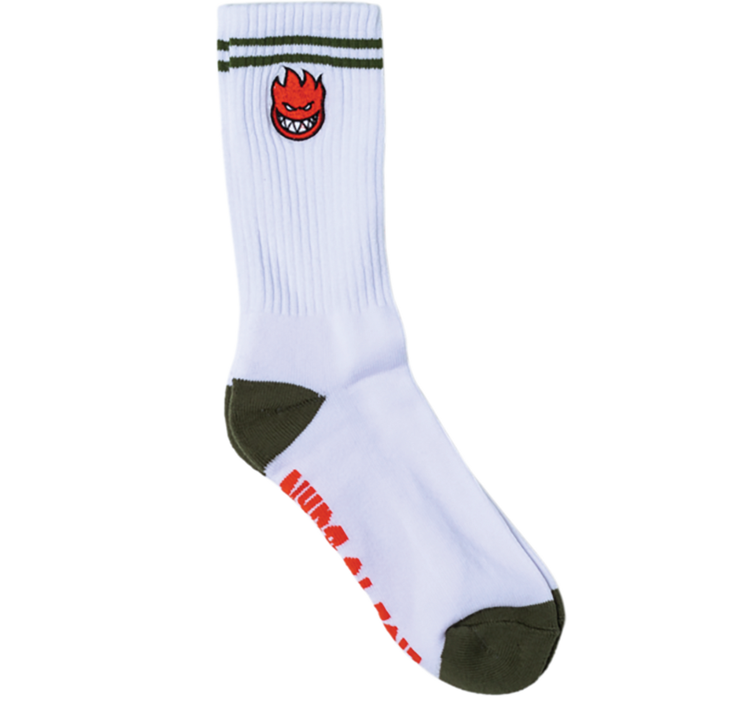 Spitfire Bighead Fill Emblem Crew Sock White/Olive/Red