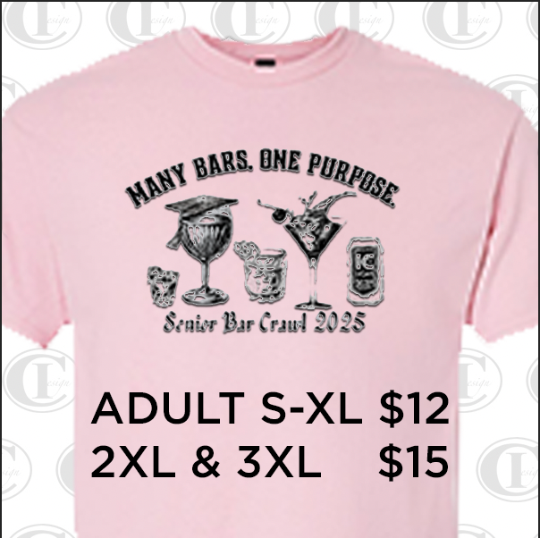 Senior Bar Crawl - Pink T-Shirts