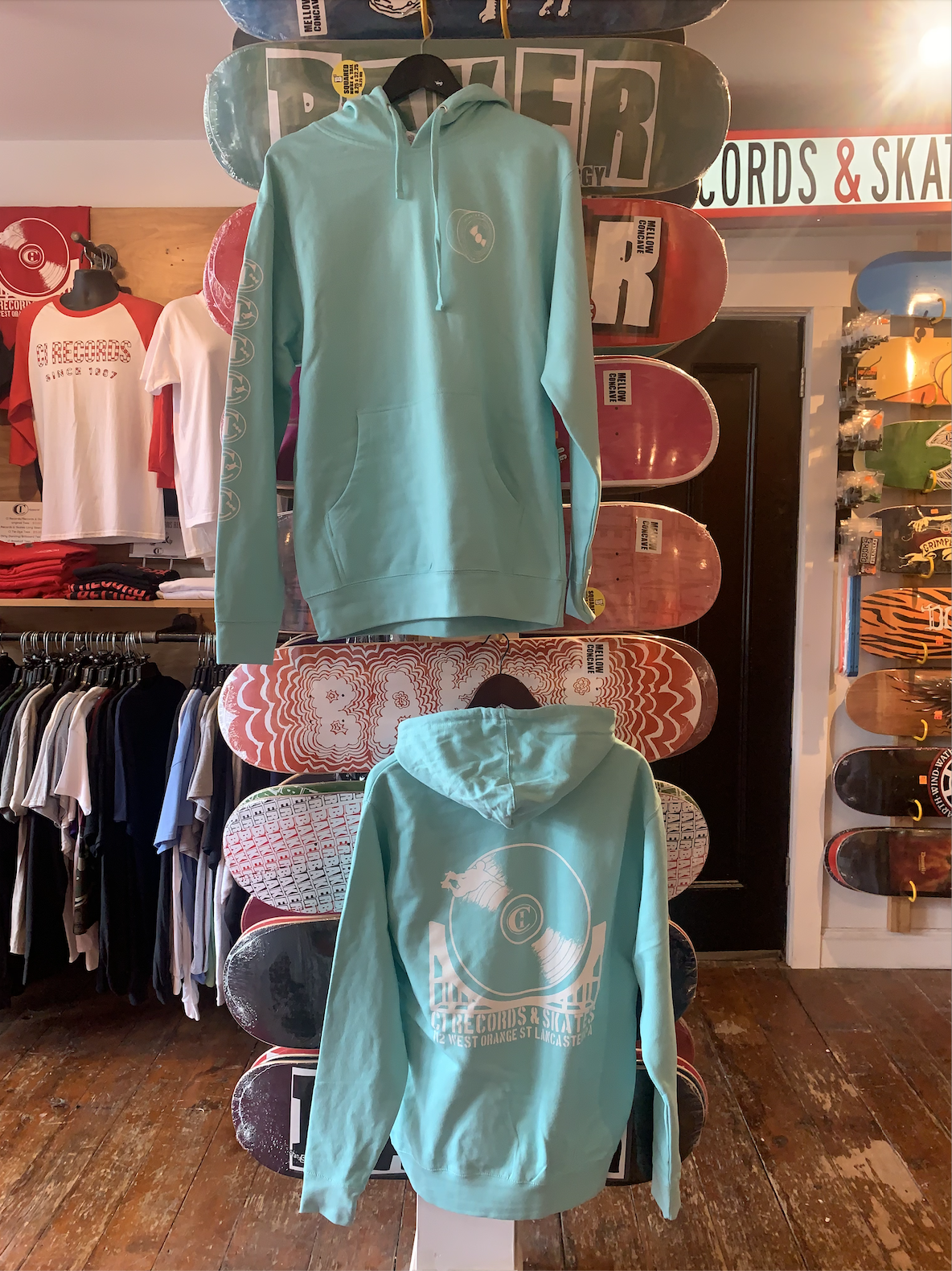 CI Records & Skates Hoodie - Aqua Blue