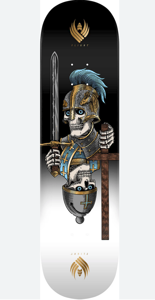 Powell Peralta Dan Corrigan Chess Skulls Flight Skateboard Deck, Gold Foil 8.42"