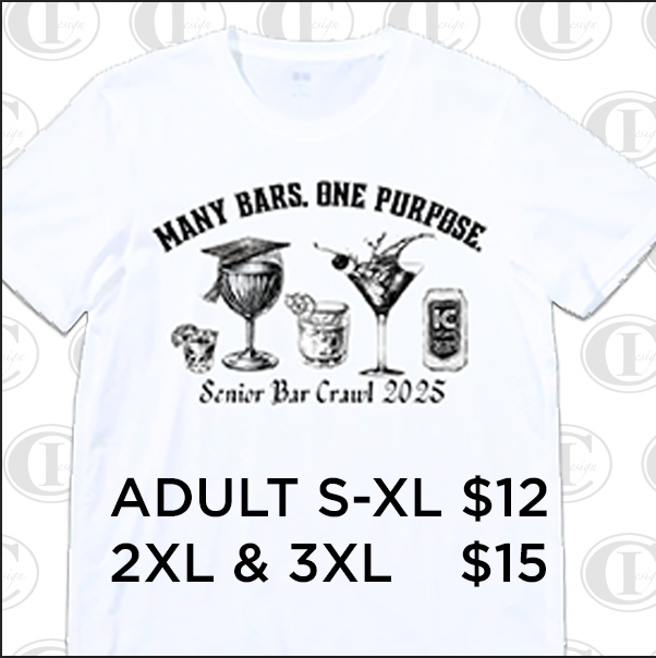 Senior Bar Crawl - White T-Shirts