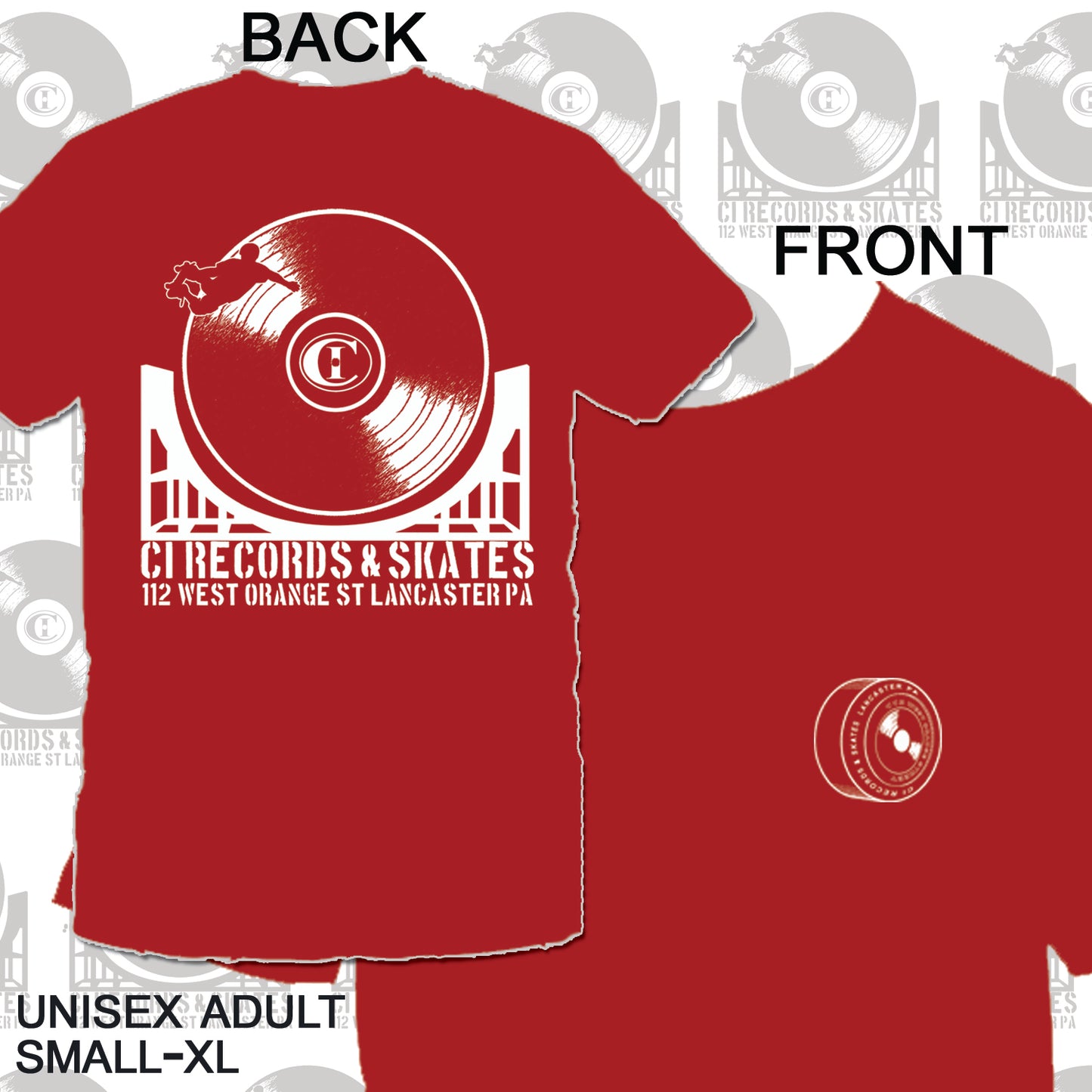 CI Records & Skates Shop Tee Cherry Red