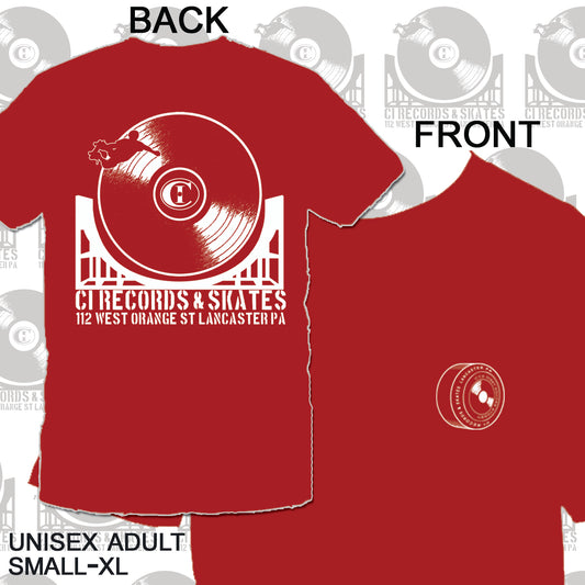 CI Records & Skates Shop Tee Cherry Red