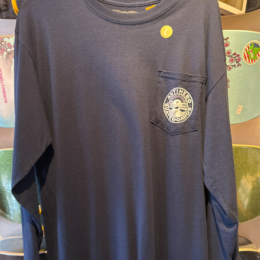 Anti Hero Long Sleeve Navy Pocket Tee - Large
