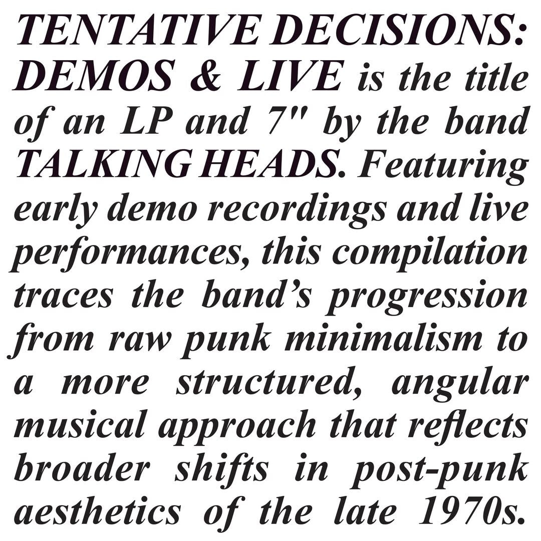 Talking Heads - Tentative Decisions