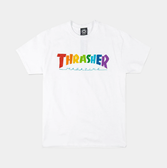 Thrasher Skate Mag Rainbow Tee White